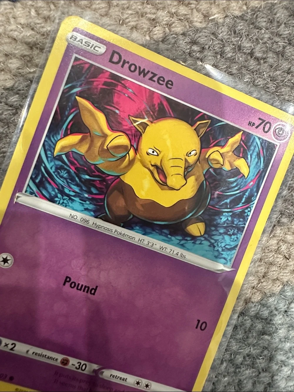 Pokemon Drowzee Trading Card - Purple & Yellow
